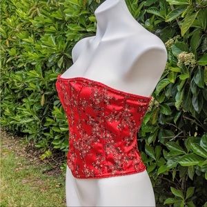 Vintage 90s Victoria's Secret Red Satin Bustier Corset